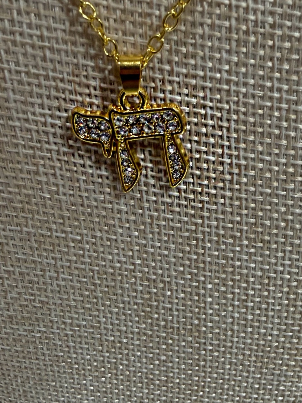 18K Gold Plated with Crystal Chai Hebrew Life Symbol Adjustable Chain - Picture 2 of 2